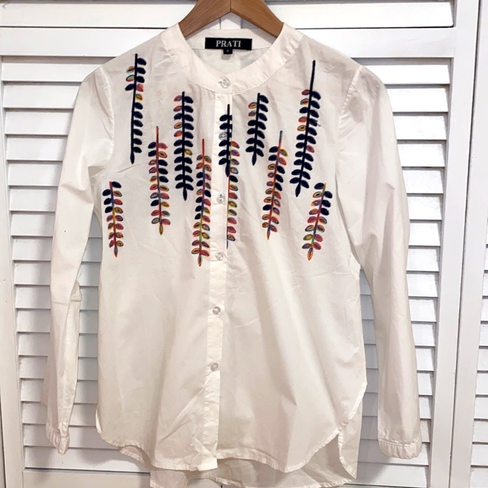 Prati embroidered button up shirt.  Size small.